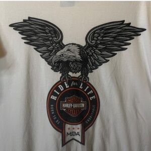 Harley Davidson Short Sleeve Ride for Life Eagle Charitable T Shirt Size L 2016